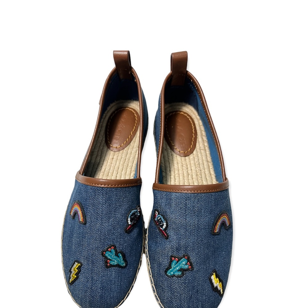 Coach Denim Slip-on Carson ESPADRILLE Size 7B WITH PRAIRIE SOUVENIRS - Picture 6 of 16